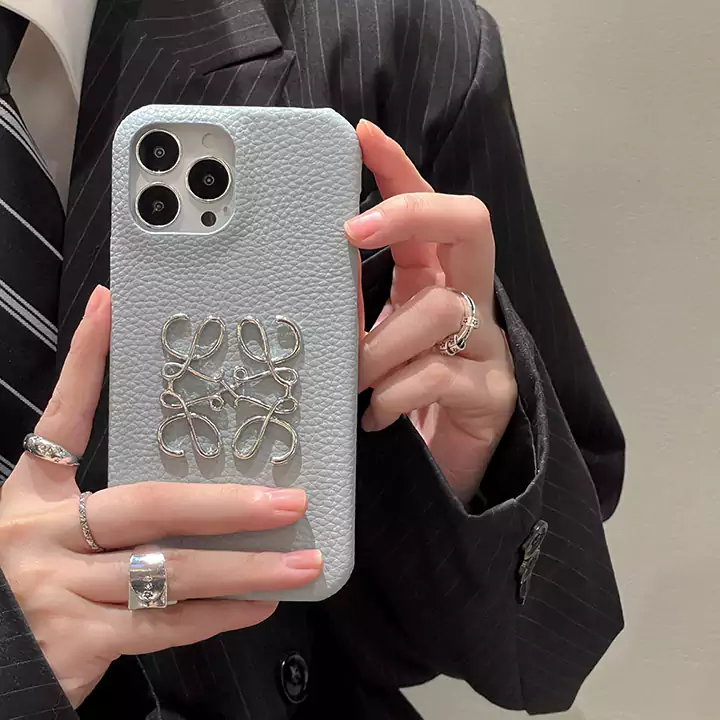 loewe metal logo genuine leather iphone 16/16pro/pro max case
