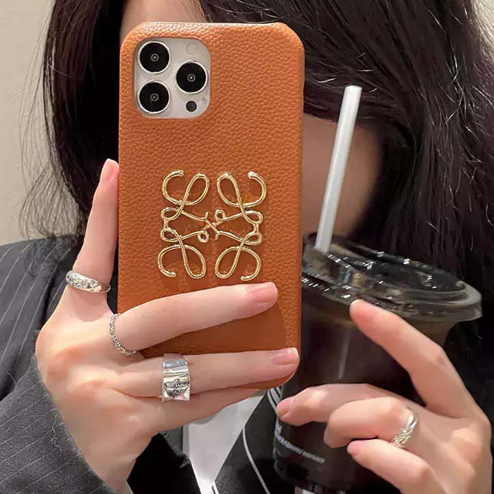 loewe metal logo genuine leather iphone 16/16pro/pro max case