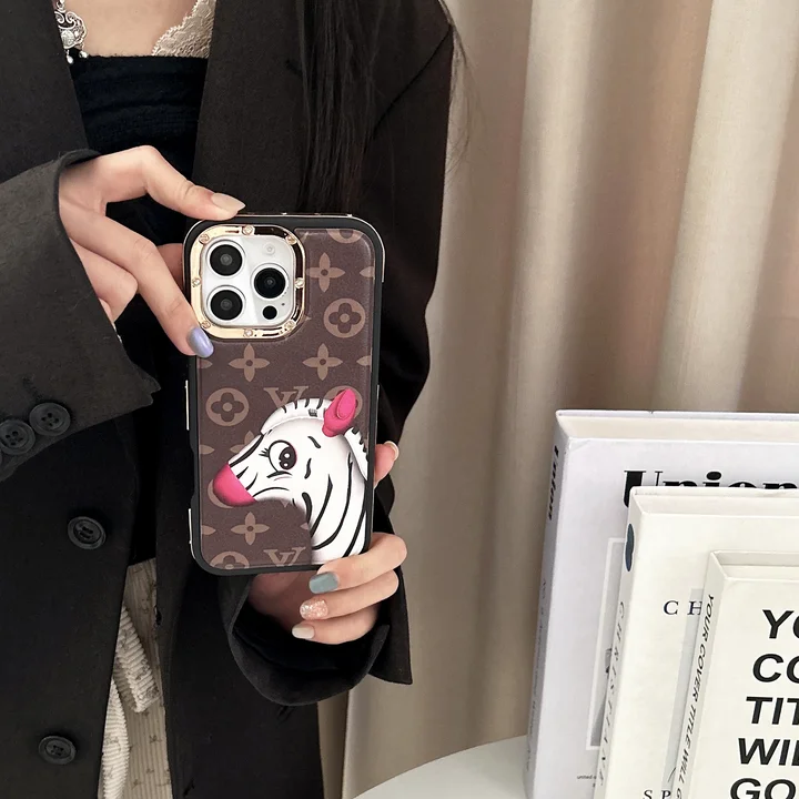 Leather LV monogram zebra phone case
