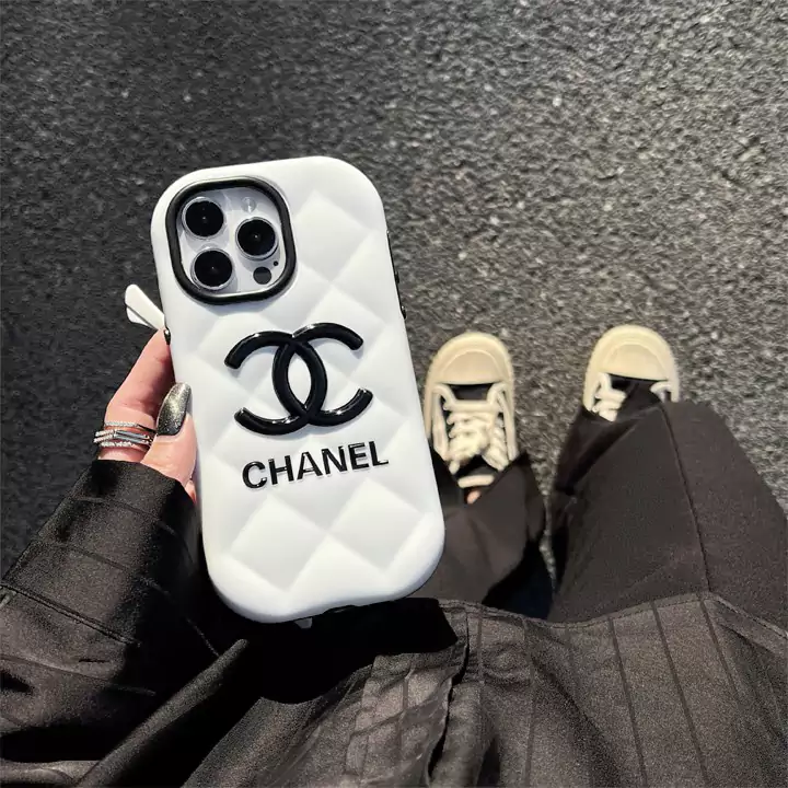 chanel classic black and white iphone case with round buttons