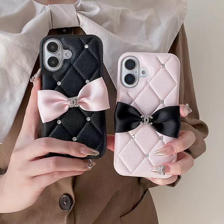 chanel quilted bow with rhinestones iphone case