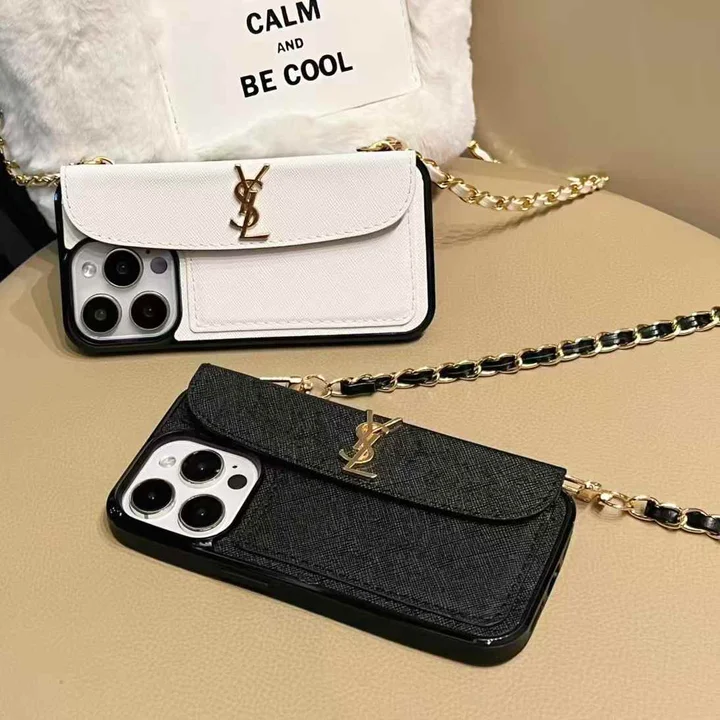 ysl cross - grained cardholder - style cross - body leather strap iphone case