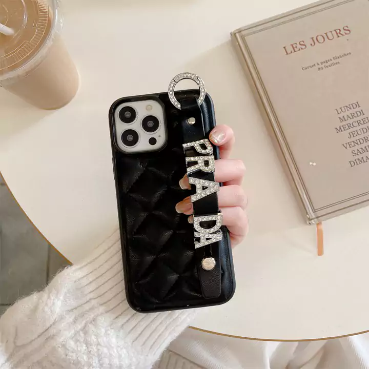 prada wrist strap rhinestone - embellished letter iphone case
