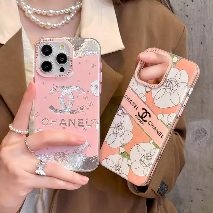 chanel hollowed - out white flower and shattered rhinestone iphone case