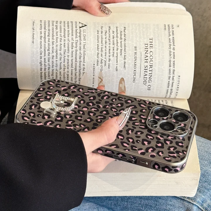 dior leopard print electroplated iphone 15/15pro case