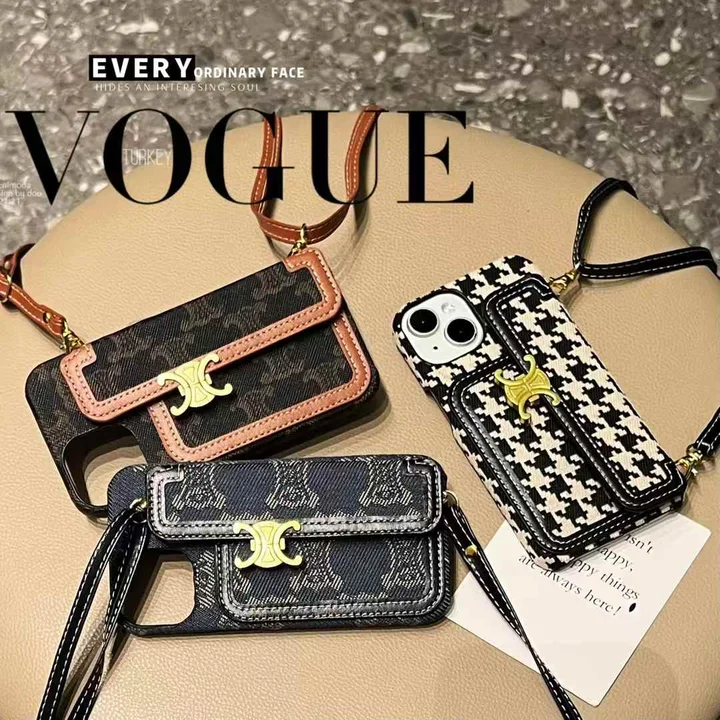celine houndstooth pattern cross - body iphone case