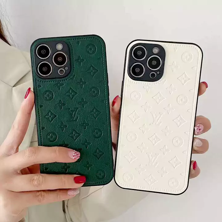 louis vuitton black white green leather embossed logo iphone 16/16pro/pro max case