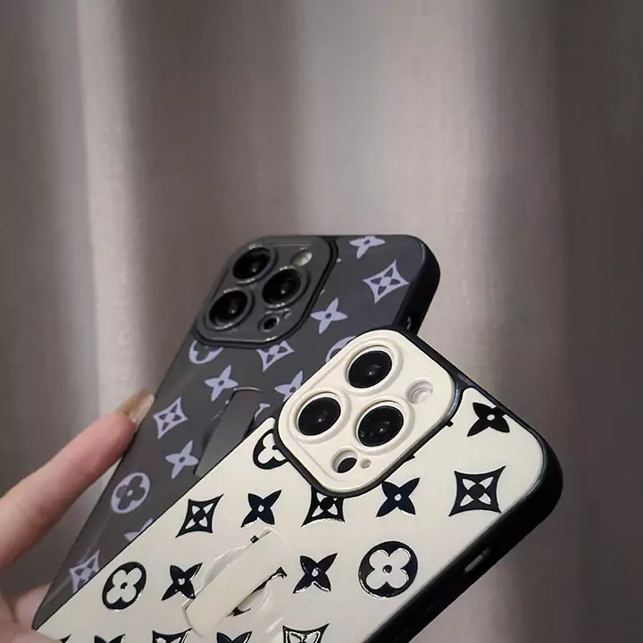 Chic LV Macaron Glossy Invisible Stand iPhone Case for iPhone 16/16 Pro/15/15 Pro/14/14 Pro/13/13 Pro