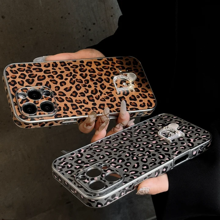  dior leopard print electroplated iphone 16/16pro case