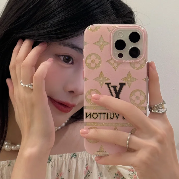  lv foundation hollow - out chanel pink checkered iphone 14/14pro case