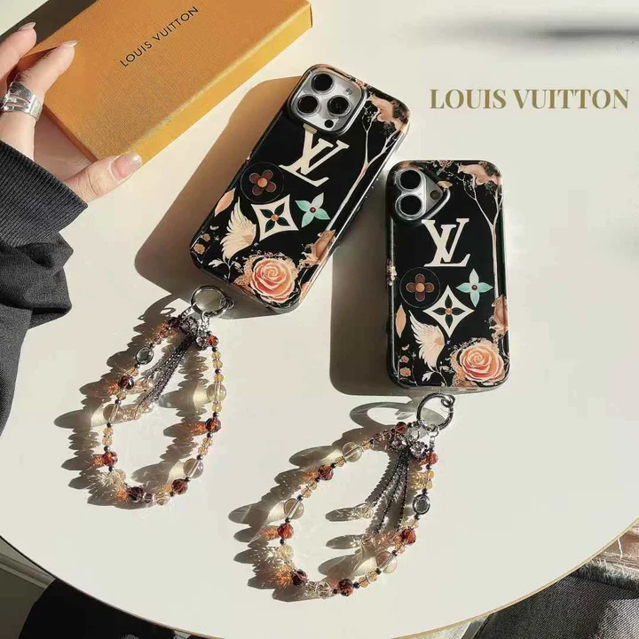 louis vuitton floral monogram iphone case with beaded strap