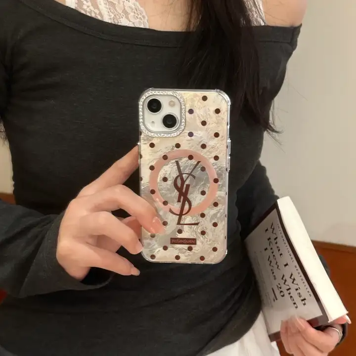  sparkling rhinestone magnetic ysl iphone 15/15pro case