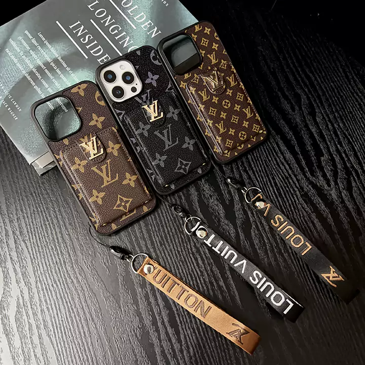 LV monogram card - holder hand strap iPhone case