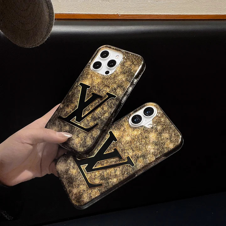  lv blazing gold foil glitter iphone 15/15pro case