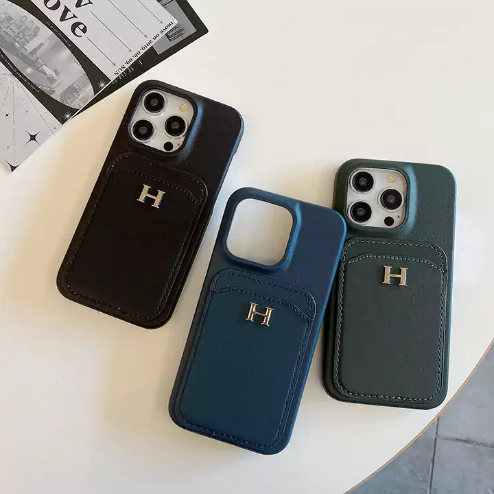hermès leather card holder h metal logo iphone case