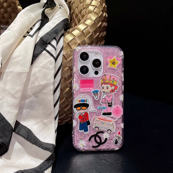 chanel glittery cartoon iphone case