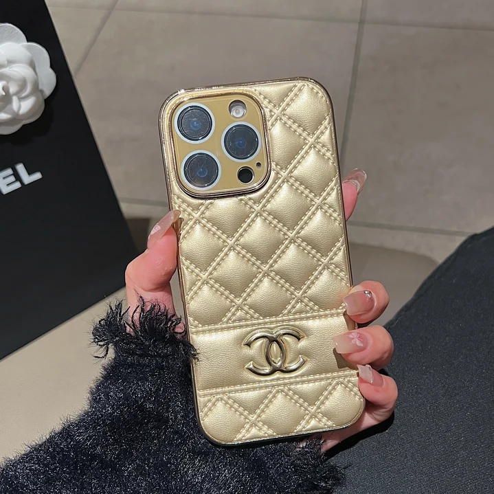 chanel electroplated leather - embossed iphone case