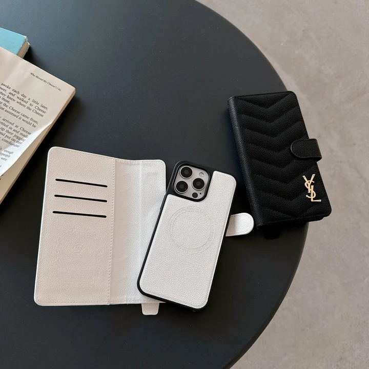 magnetic v shaped embroidered wrist leather ysl iphone case