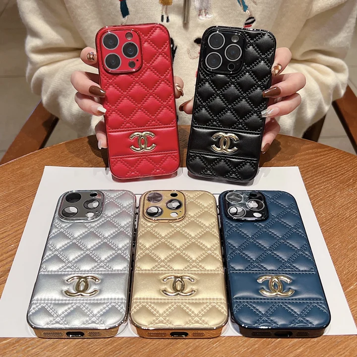 chanel electroplated leather - embossed iphone case