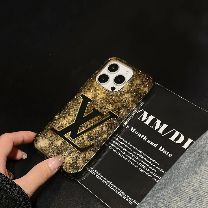  lv blazing gold foil glitter iphone 14/14pro case