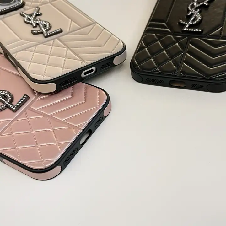  ysl smooth calfskin rhinestone camera lens iphone 15/15pro case