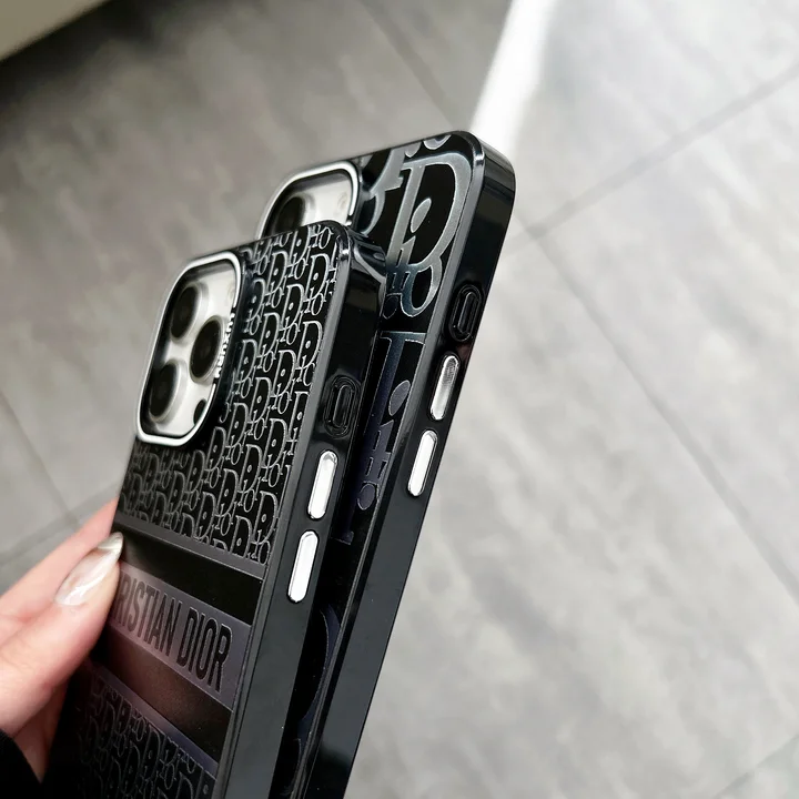 large and small black logo dior iphone case