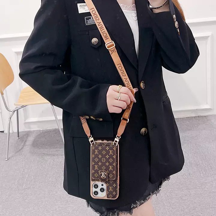 louis vuitton high - quality electroplated large - hole card holder iphone case with lanyard
