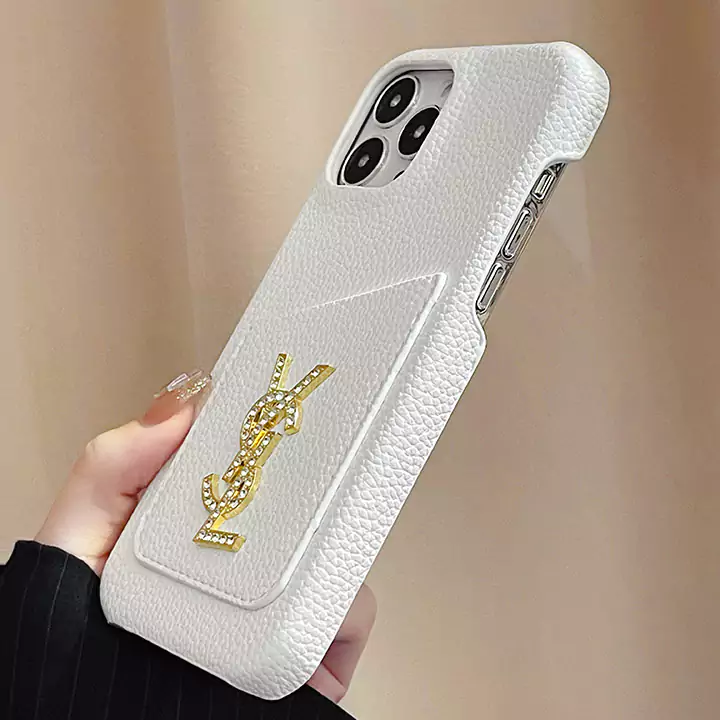 saint laurent pebbled leather card holder iphone 16/16pro/pro max case