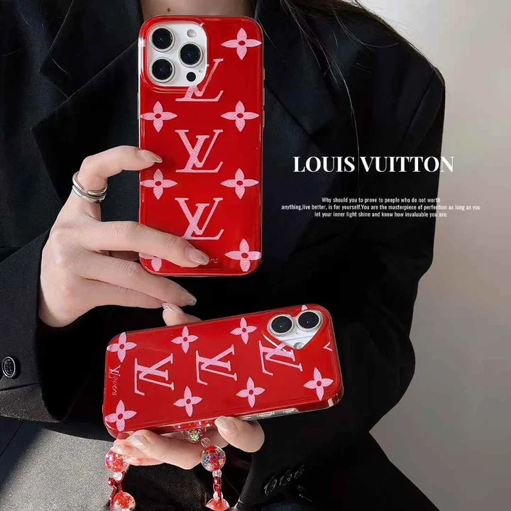 louis vuitton red monogram iphone case with beaded strap