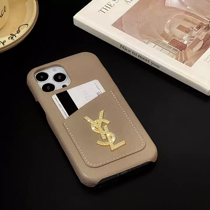 saint laurent pebbled leather card holder iphone 16/16pro/pro max case