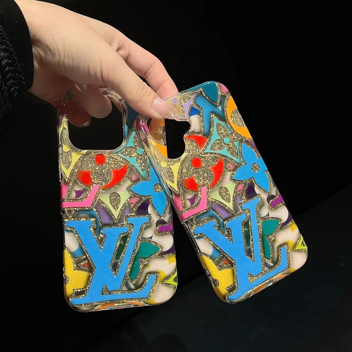  lv iridescent alphabet gold foil glitter iphone 15/15pro case