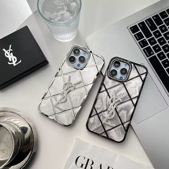yves saint laurent rhinestone - embellished quilted iphone case