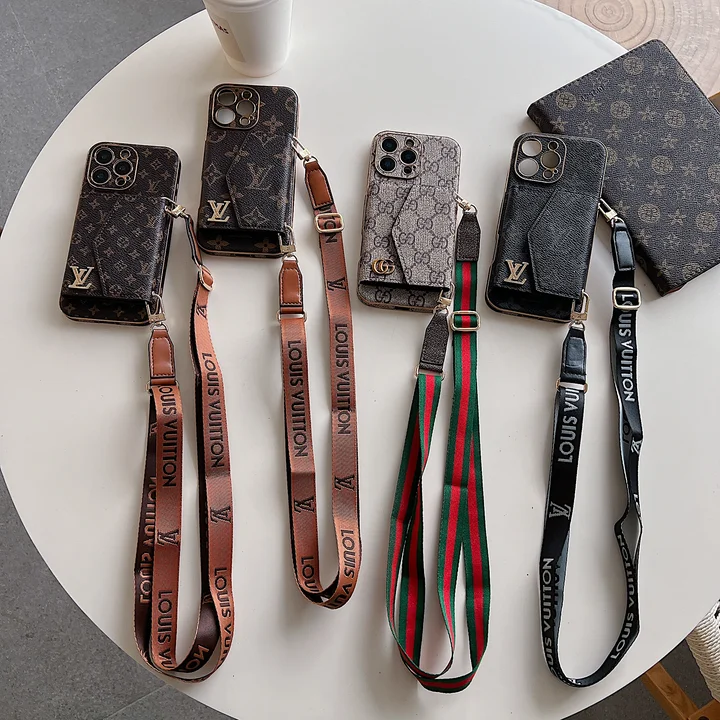 LV phone case with card - holder and lanyard