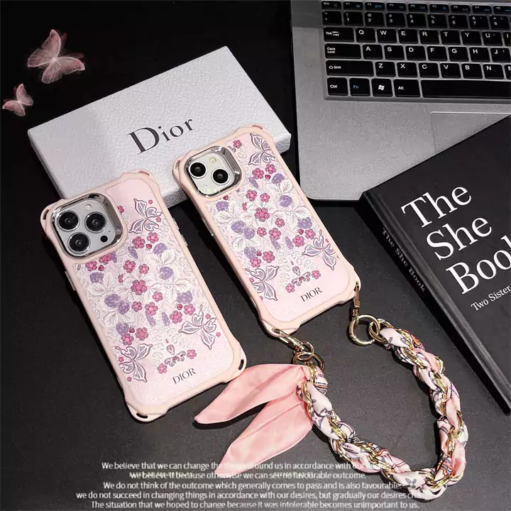dior small floral pattern anti - drop silk scarf wrist strap iphone case