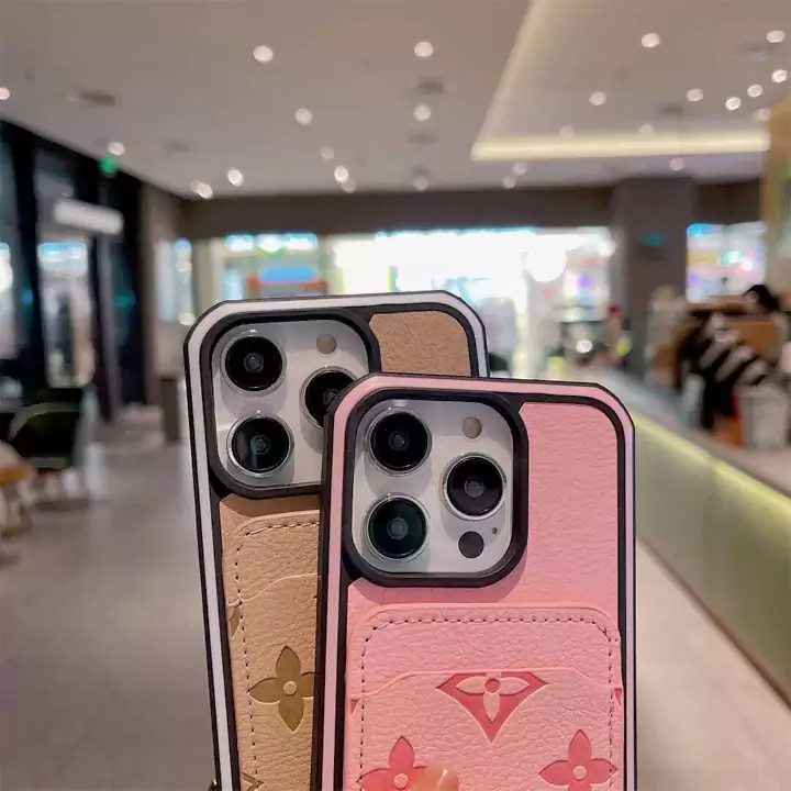 louis vuitton embossed card - slot two - tone border leather iphone case