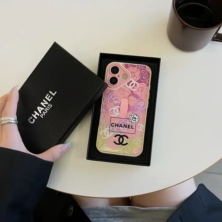 chanel floral pull out wrist strap stand iphone case
