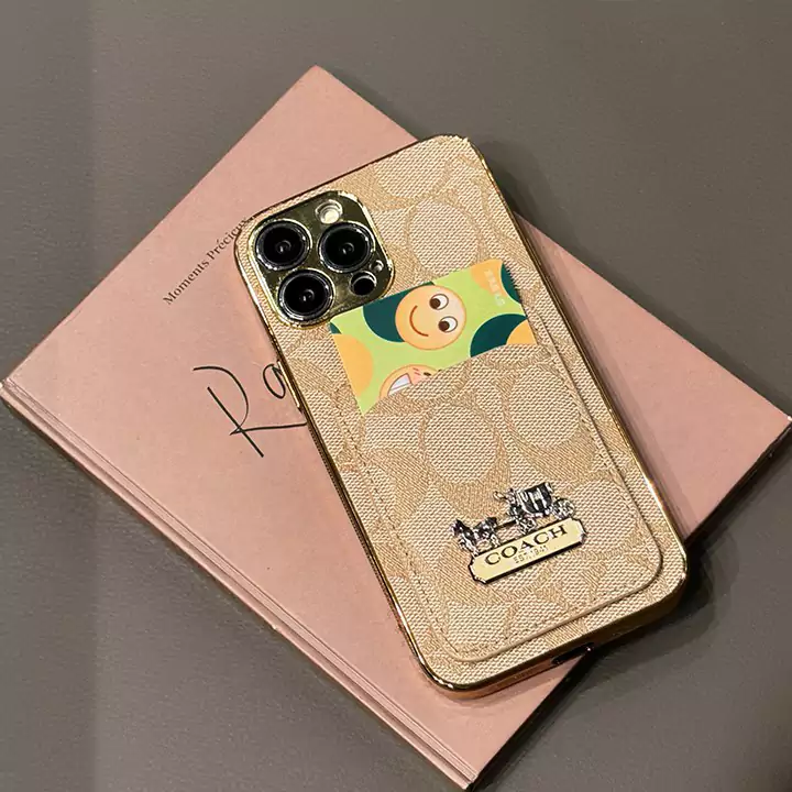 coach electroplated horse logo card holder iphone case