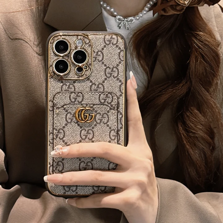 lv gucci gold rimmed gold logo card holder iphone case