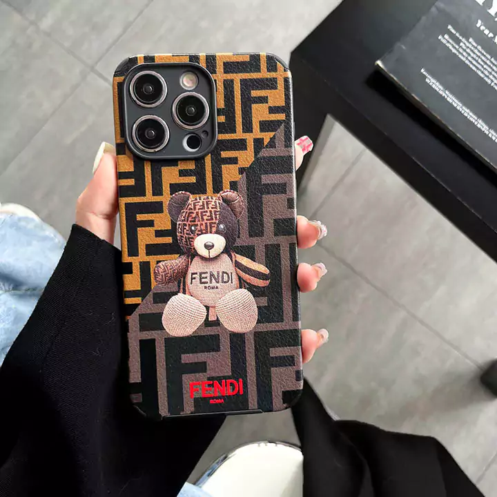 fendi pebbled leather bear charm iphone 16/16pro/pro max case