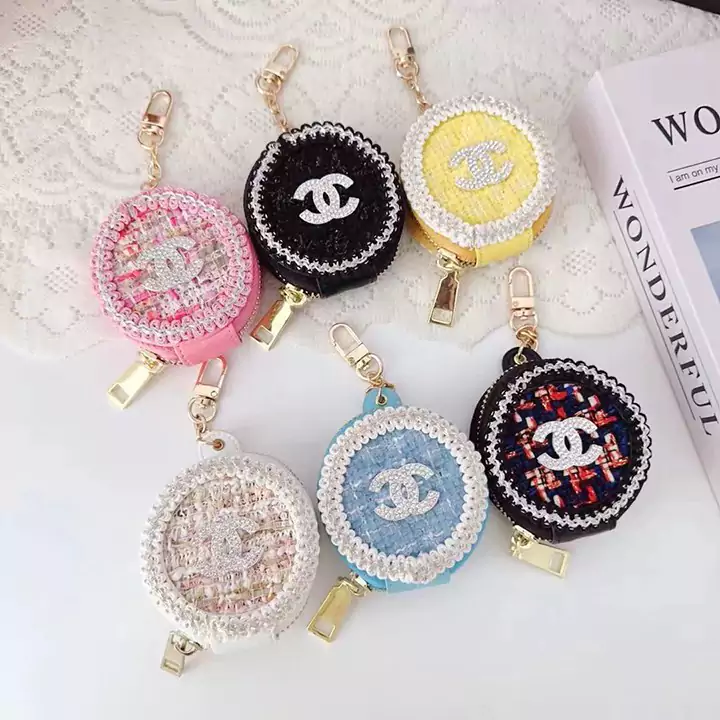CHANEL round woolen tweed AirPods case