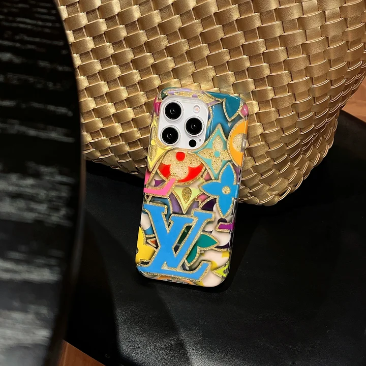  lv iridescent alphabet gold foil glitter iphone 16/16pro case