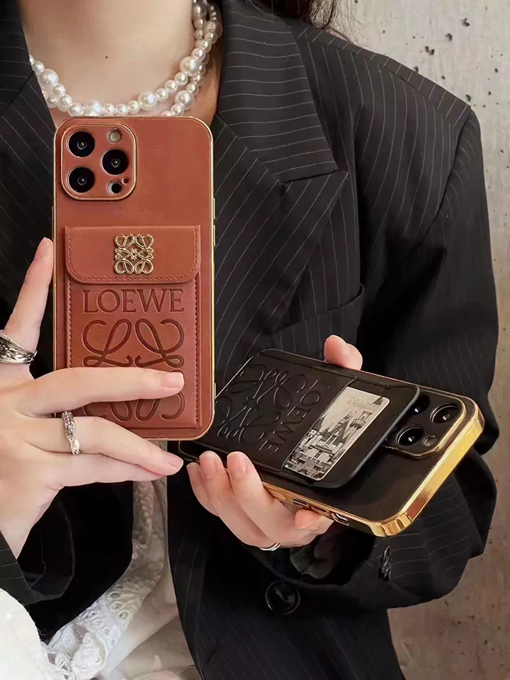 loewe brown black iphone case with card holder