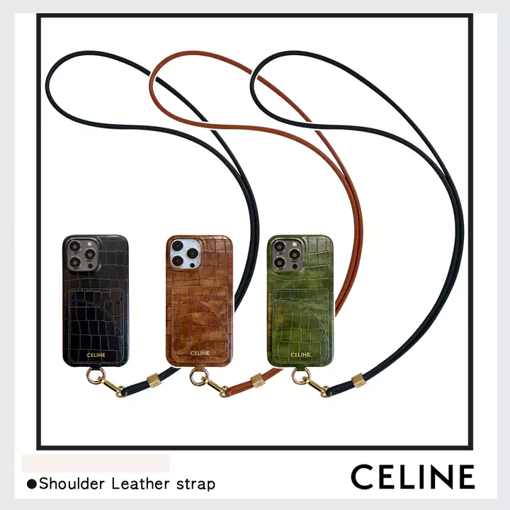 celine alligator - embossed card holder cross - body ring - holder iphone case