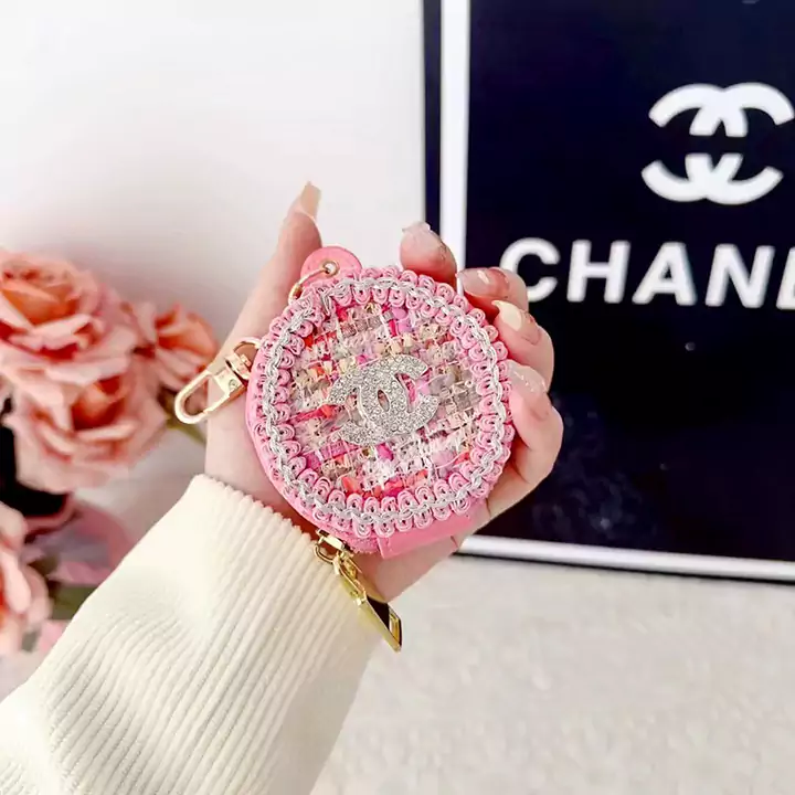CHANEL round woolen tweed AirPods case