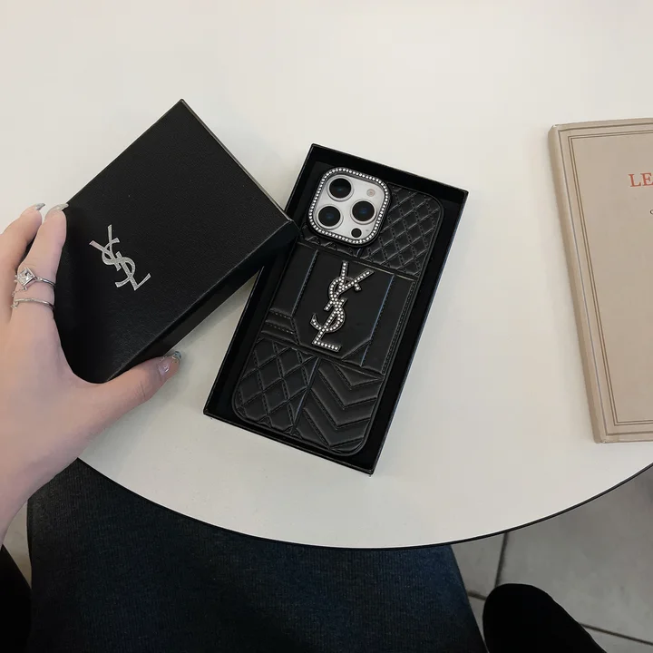  ysl smooth calfskin rhinestone camera lens iphone 14/14pro case
