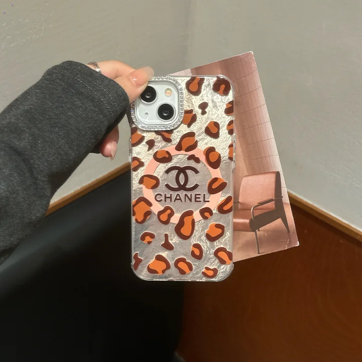  sparkling rhinestone magnetic leopard print chanel iphone 13/13pro case