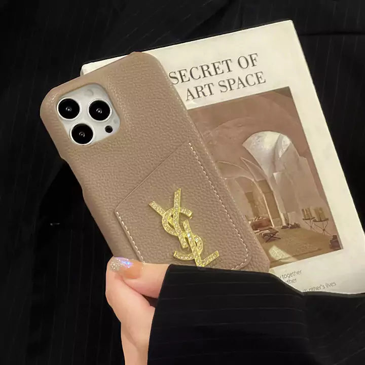 saint laurent pebbled leather card holder iphone 16/16pro/pro max case