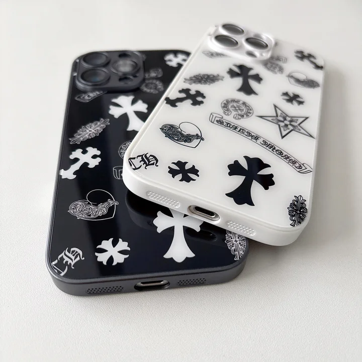 chrome hearts black and white iphone case