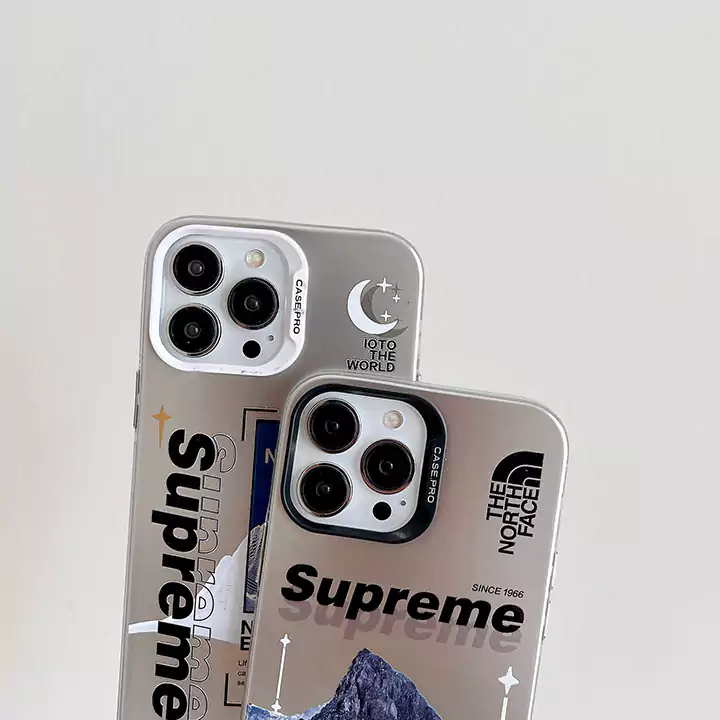 supreme the north face mountain snow electroplated silver iphone 16/16pro/pro max case