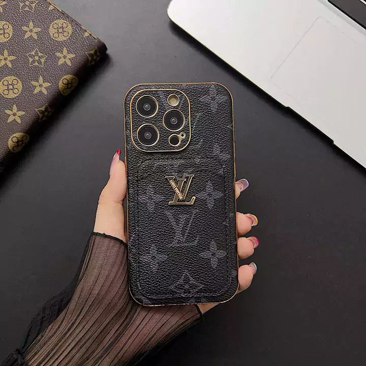 louis vuitton metal logo cardholder electroplated iphone 16/16pro/pro max case
